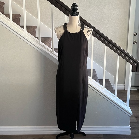 Halston Heritage | black sleeveless long dress with metal detail - Picture 1 of 10